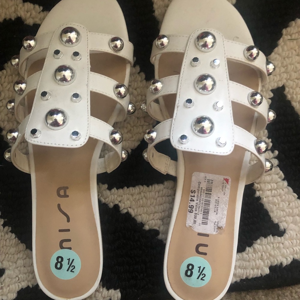 Like new white studded sandals